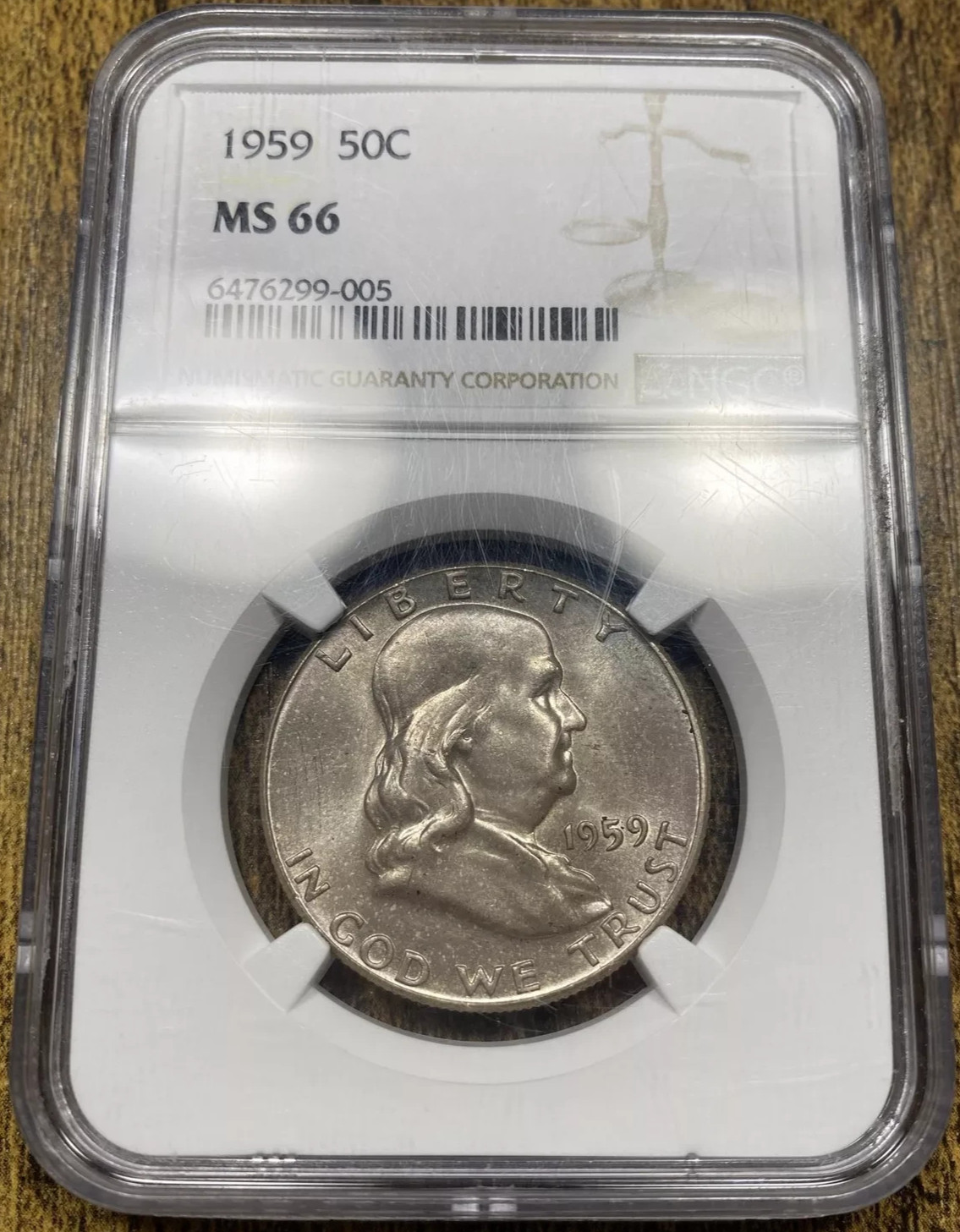 1959 NGC MS66 FRANKLIN HALF *** SUPERB GEM - BEAUTIFUL 2-SIDED ORIGINAL TONE ***