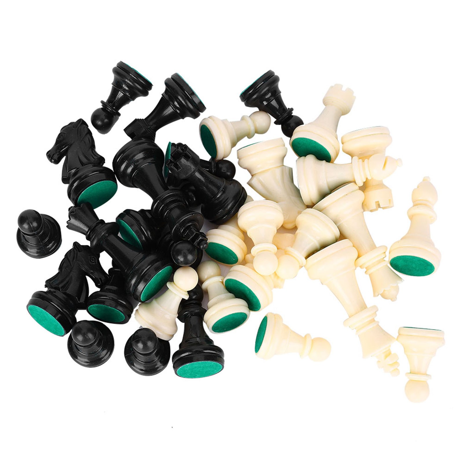 Plastic Chessmen Set International Chess Game Complete Chessmen Set Black&&White