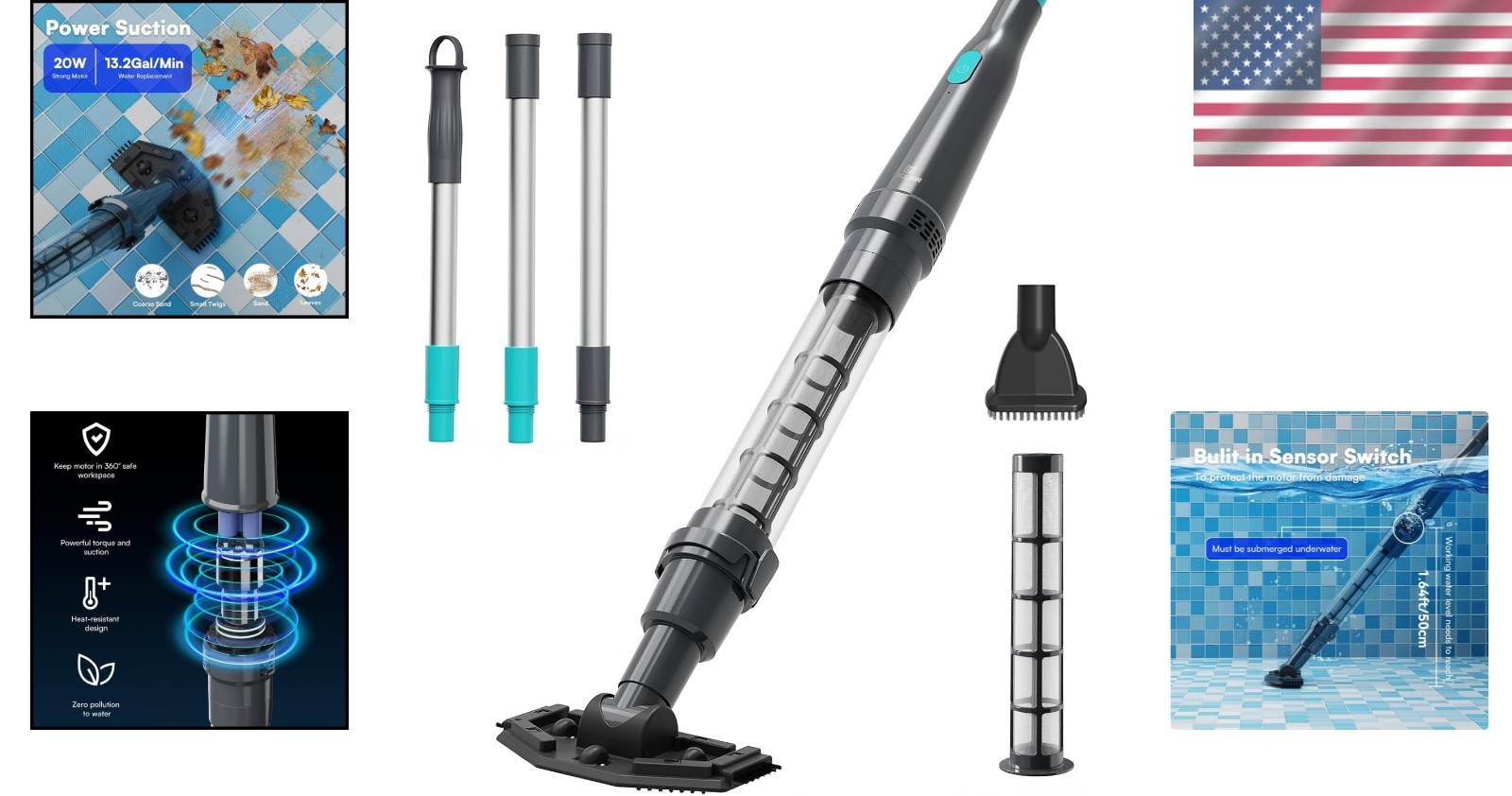 Cordless Pool Vacuum Cleaner with Strong Suction