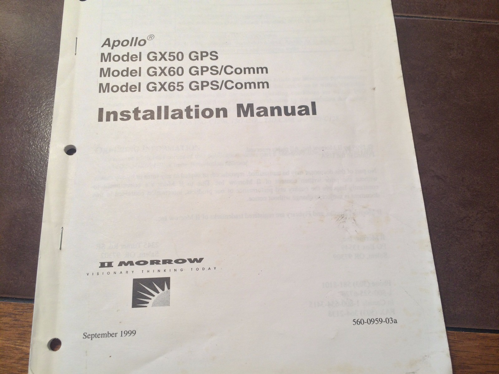 II Morrow Apollo GX-50 GPS, GX-60 & GX-65 GPS-Comm Install Manual