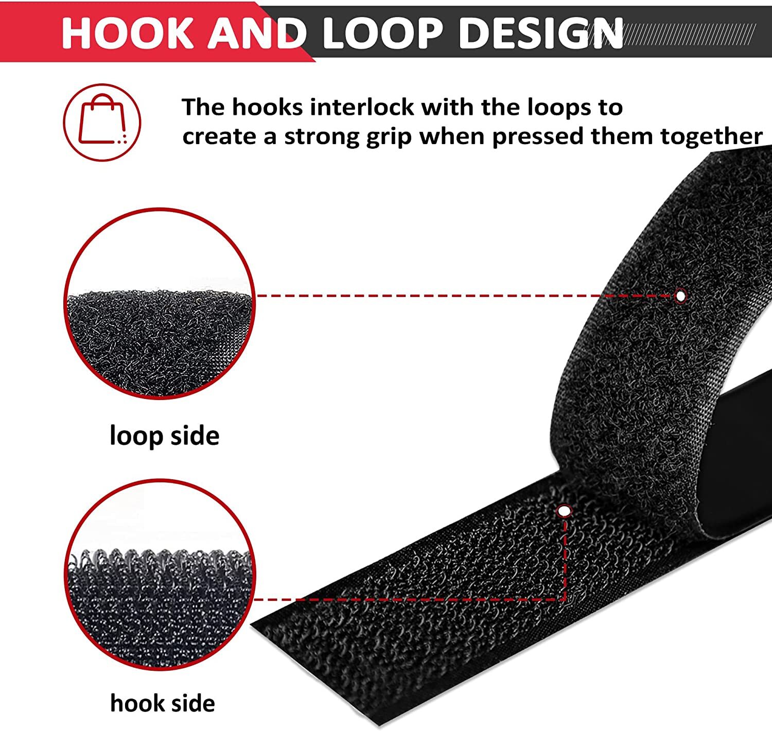 16Ft Self Adhesive Tape Hook and Loop Fastener Extra Sticky Back USA 1/2/3 PCS