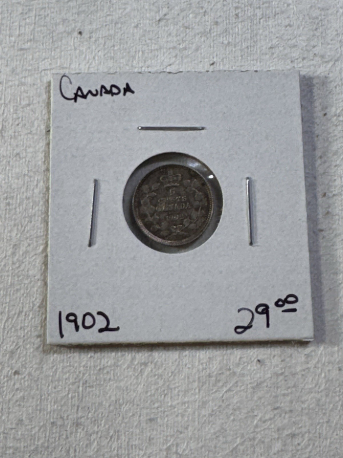1902 Canada 5 Cents Small Silver Coin