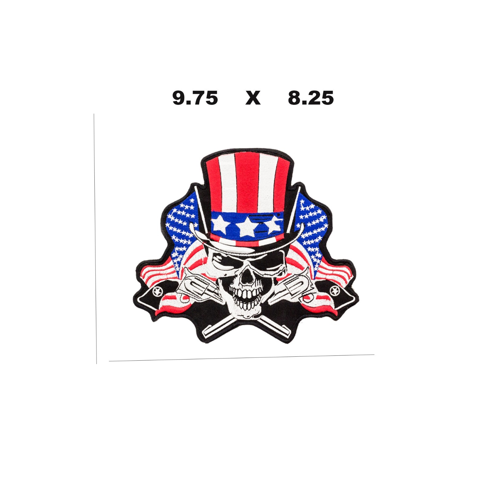 Patriotic Skull 9.75x8.25 Embroidered Patch USA Flag Iron On uncle sam patch