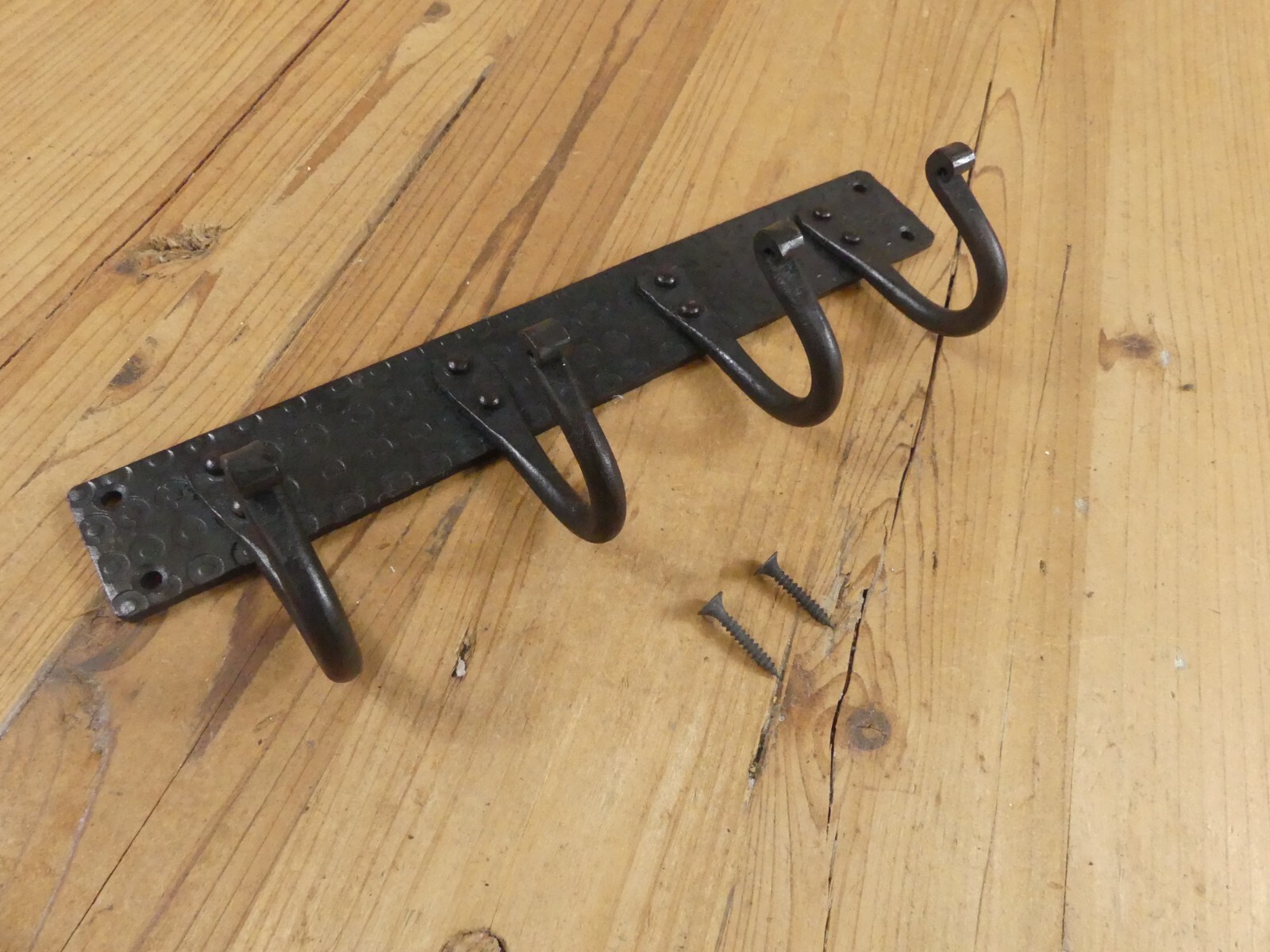 Iron Coat Hooks Hat Rack Hand Forged 10 1/4" Long Hand Forged Entry Antique Styl