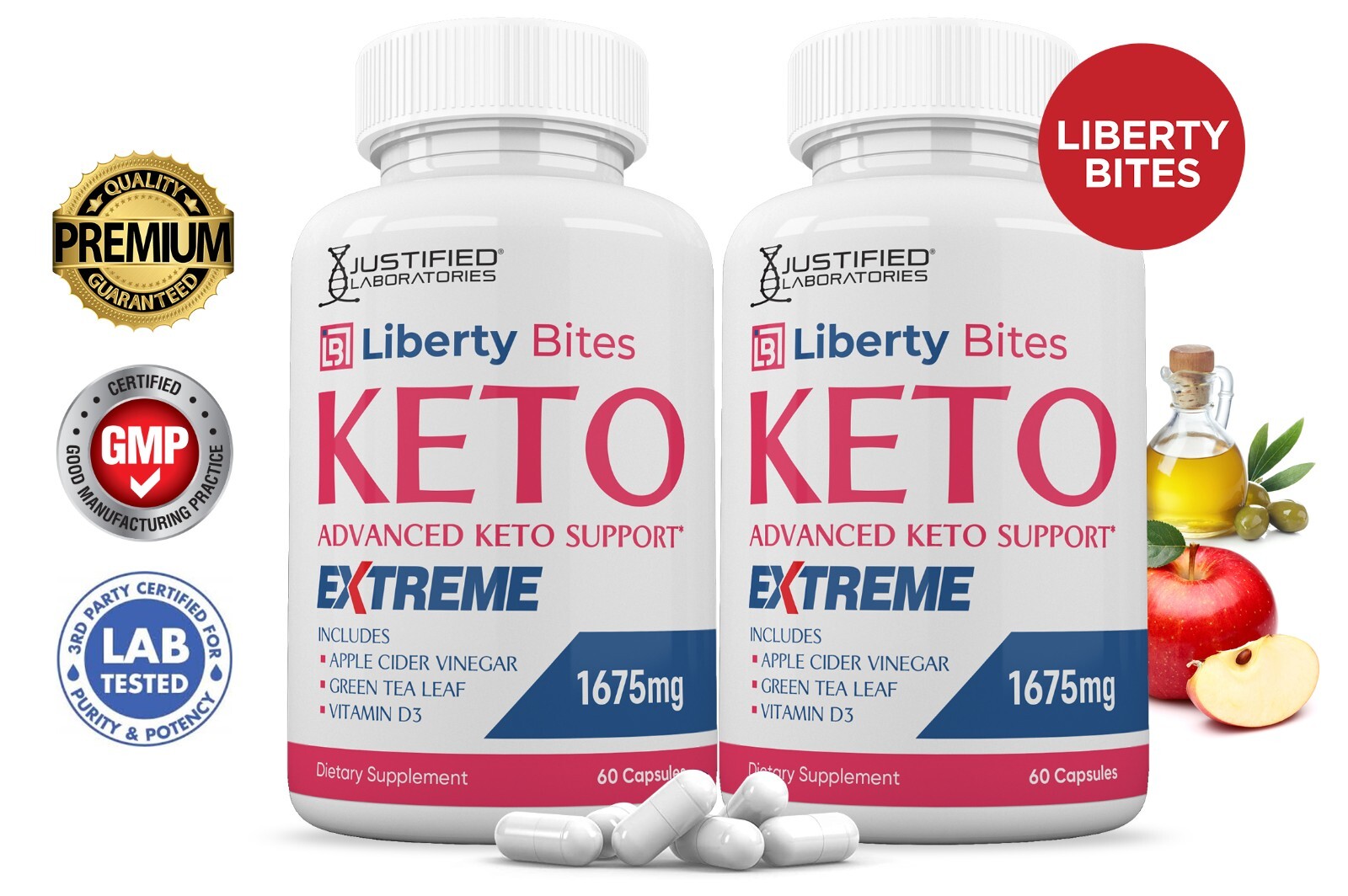 Liberty Bites Keto ACV Extreme Pills 1675MG Stronger Thn Gummy Keto Support  2Pk
