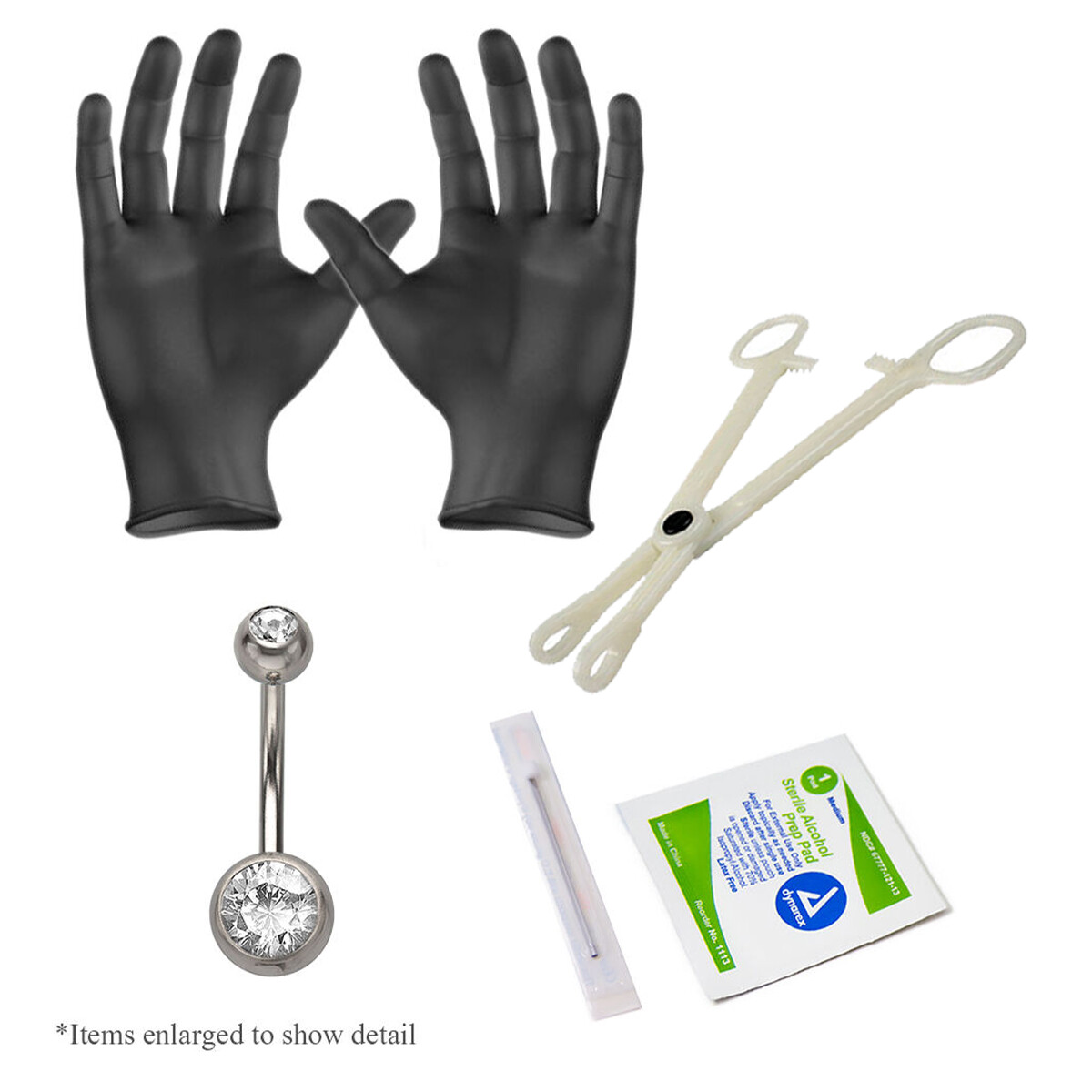 Belly Navel Piercing Kit Belly Piercing Jewelry Gloves Clamp 14ga 5 piece