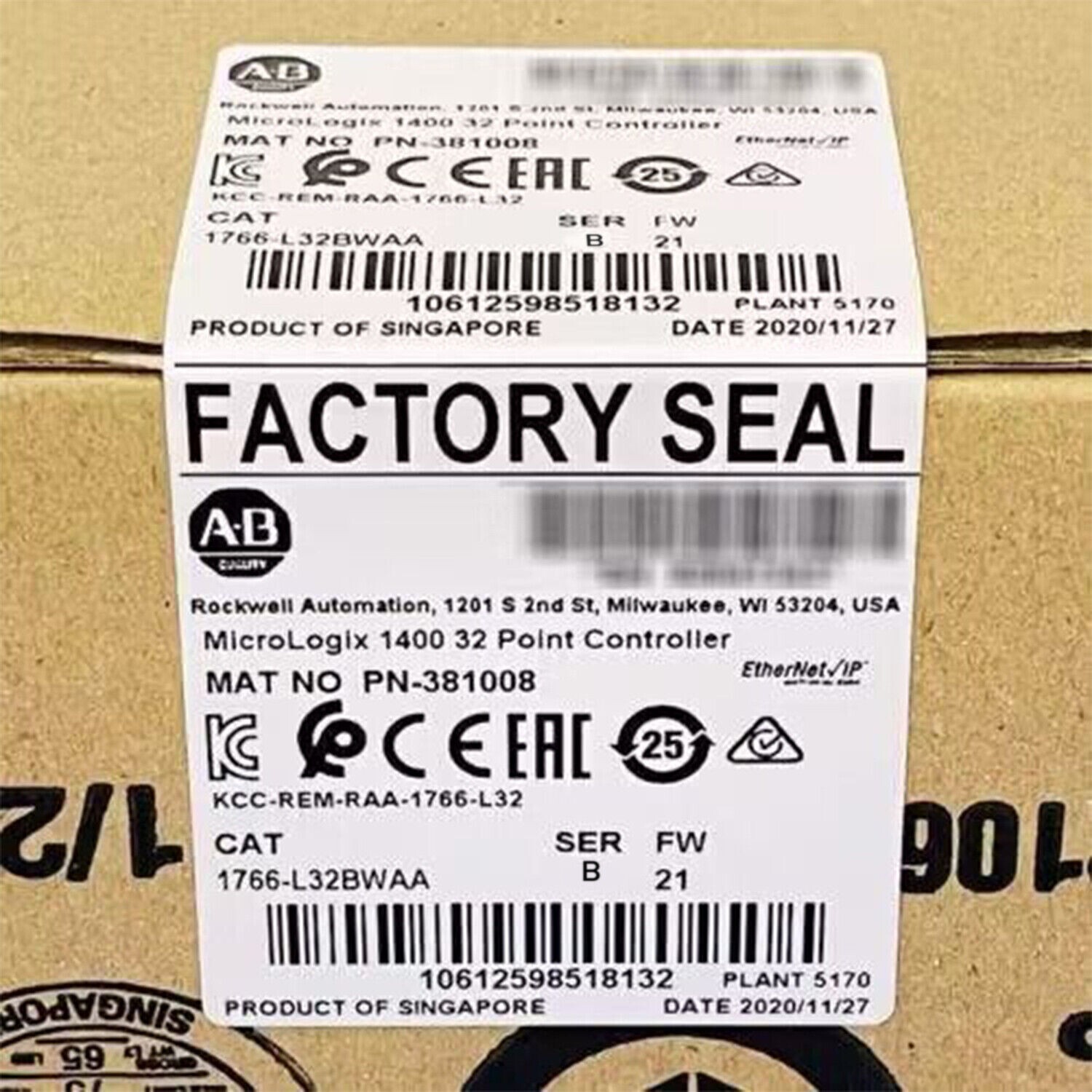 NEW Original Factory Sealed AB 1766-L32BWAA MicroLogix1400 32 Point Controller
