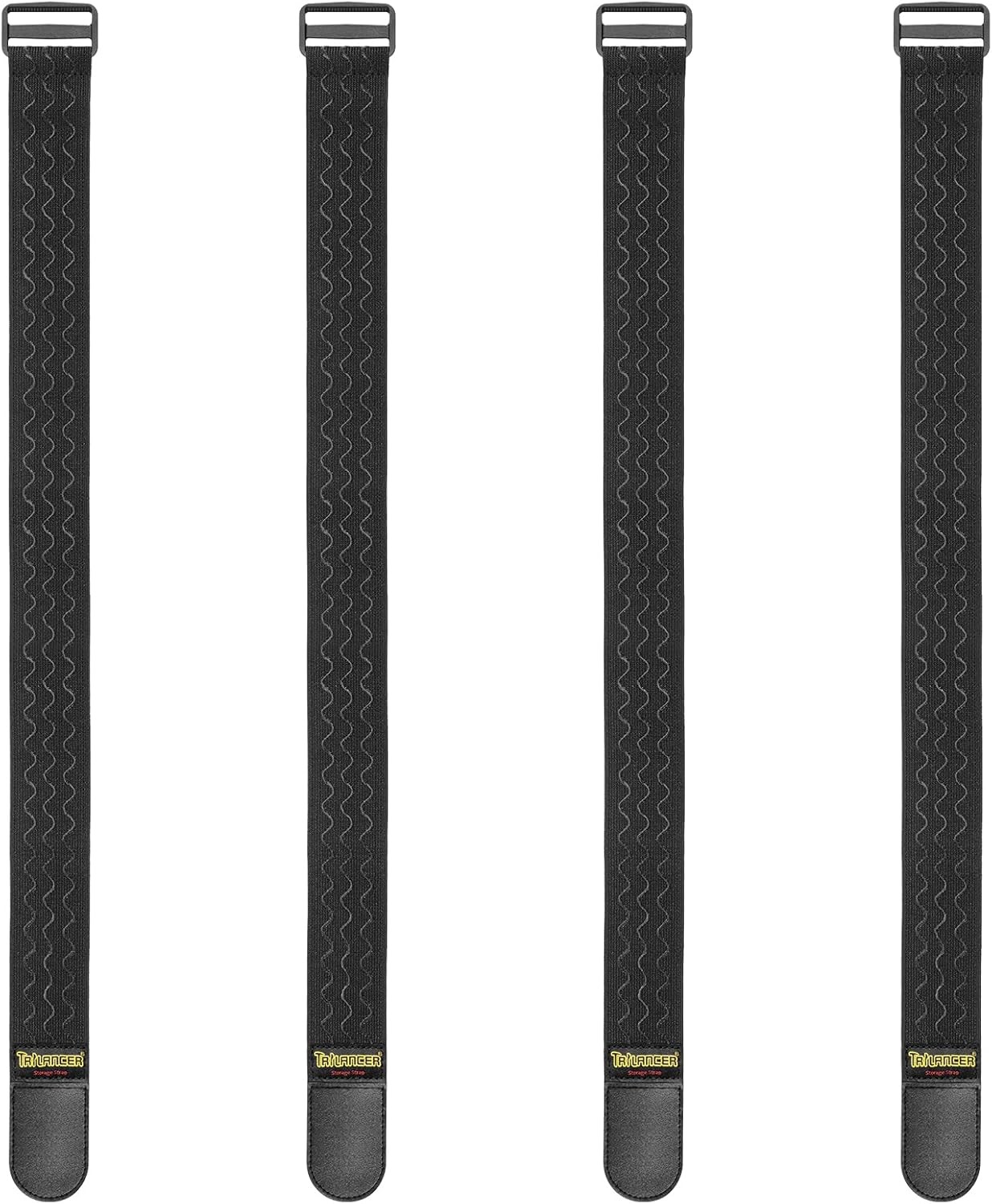 Trilancer Elastic Cinch Straps with Anti-Slip Strips, 24"(4 pcs), Black