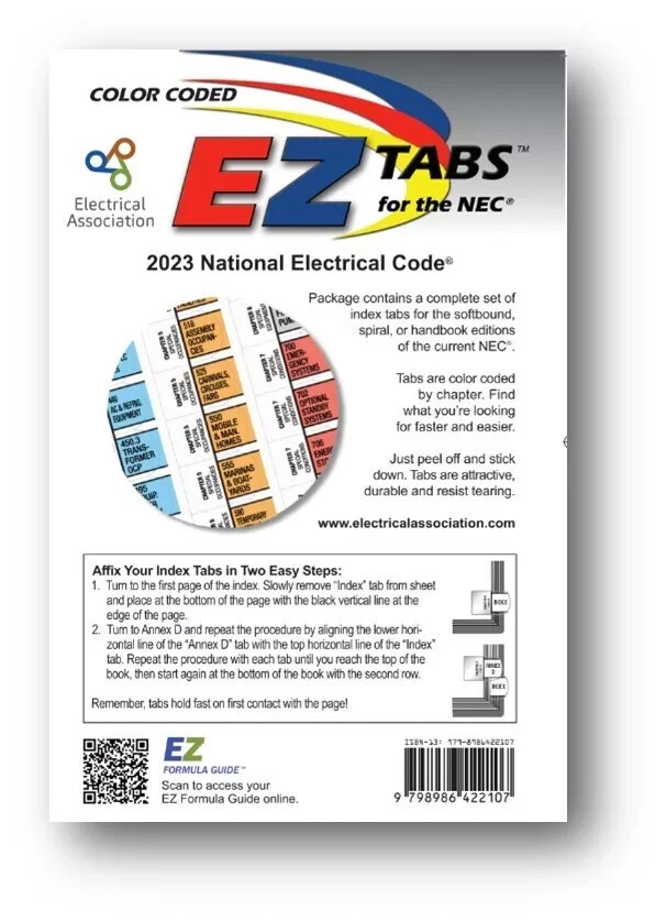 2023 NEC EZ INDEX Tabs (Color Coded) 2 Ohm's Law Sticker USA STOCK