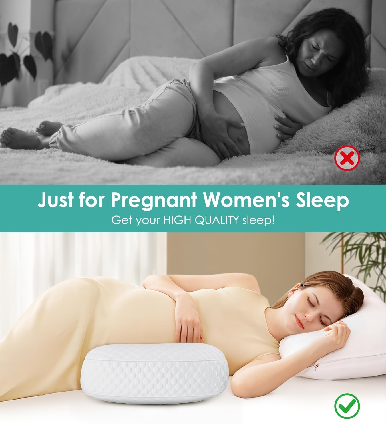 Pregnancy Pillow Cooling for Sleeping, Detachable and Regular, All White