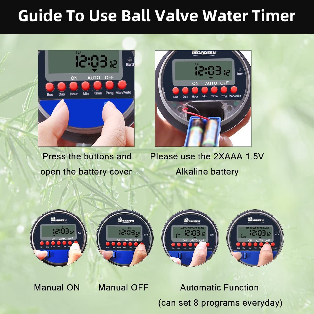 Yardeen Water Timer Garden Irrigation Controller with 8 Programs