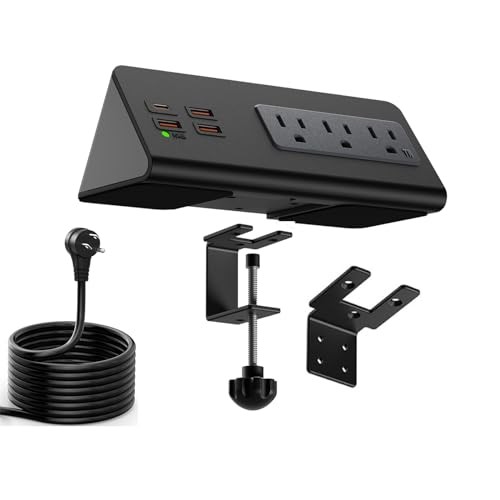 Upgraded Version Edge Mount Power Strip with USB-C Ports Tabletop Black - 1pack
