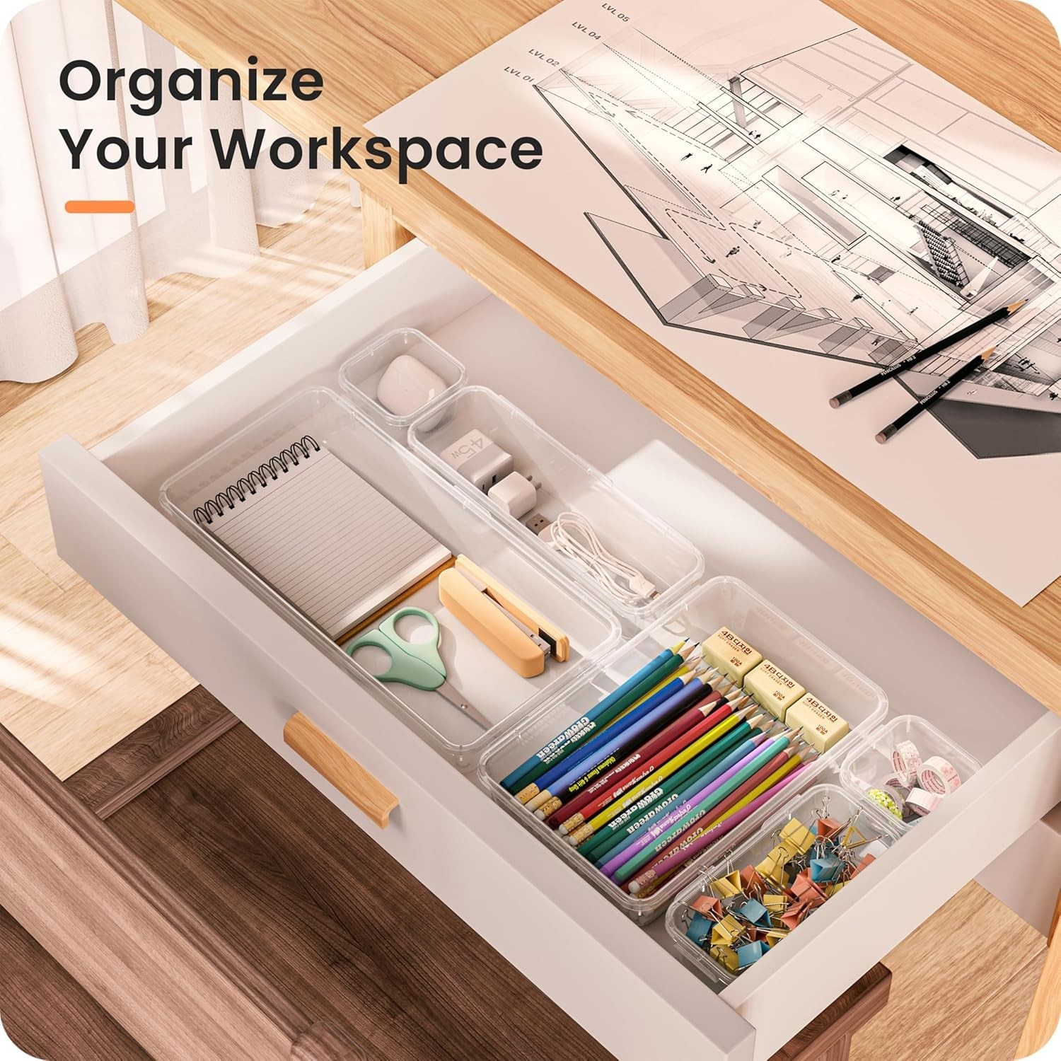 【Military Grade】 Drawer Organizer,【𝟱𝗦𝗶𝘇𝗲】 Makeup organizer,【Holds 177 Items