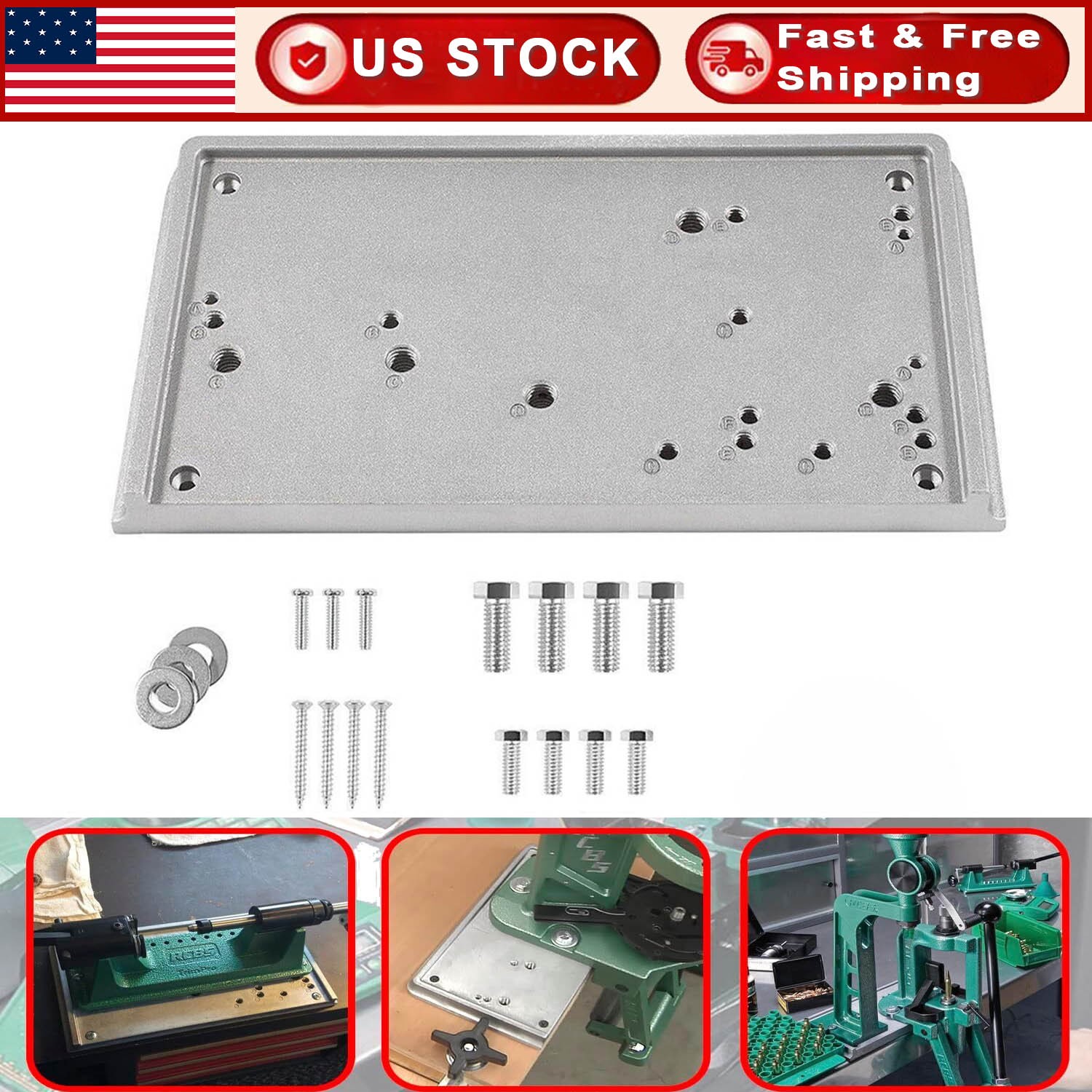For RCBS Cast Aluminum 9282 Accessory Base Plate 3 Grey Shell Holder Accessory