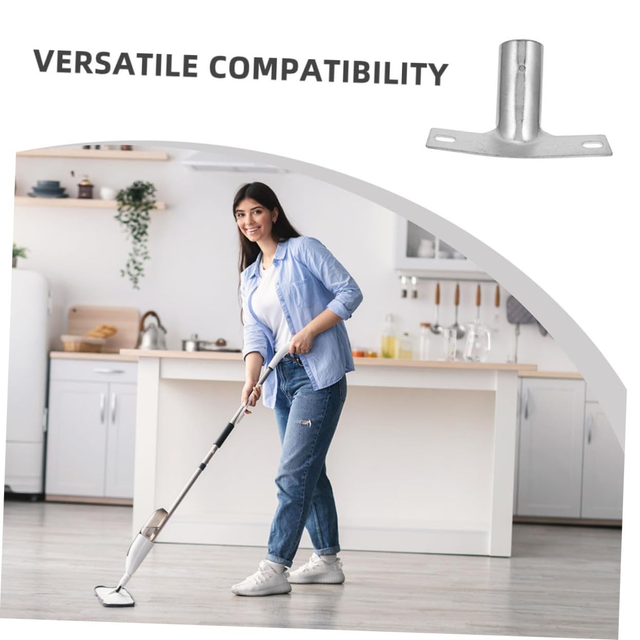 Floor Brush Accessories Threaded Handle Bracket Adapter for Extendable Broom ...