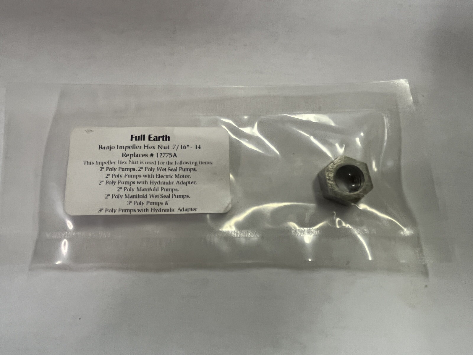 Replacement Stainless Steel 7/16"-14" Hex Nut for Banjo Poly Pump
