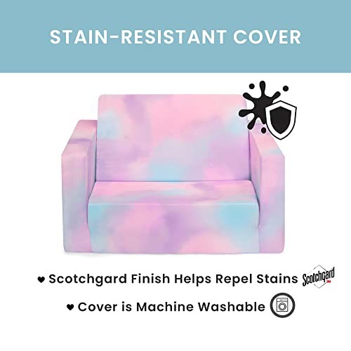 Cozee Flip-Out Chair - 2-in-1 Convertible Chair to Lounger for Kids Pink Tie Dye