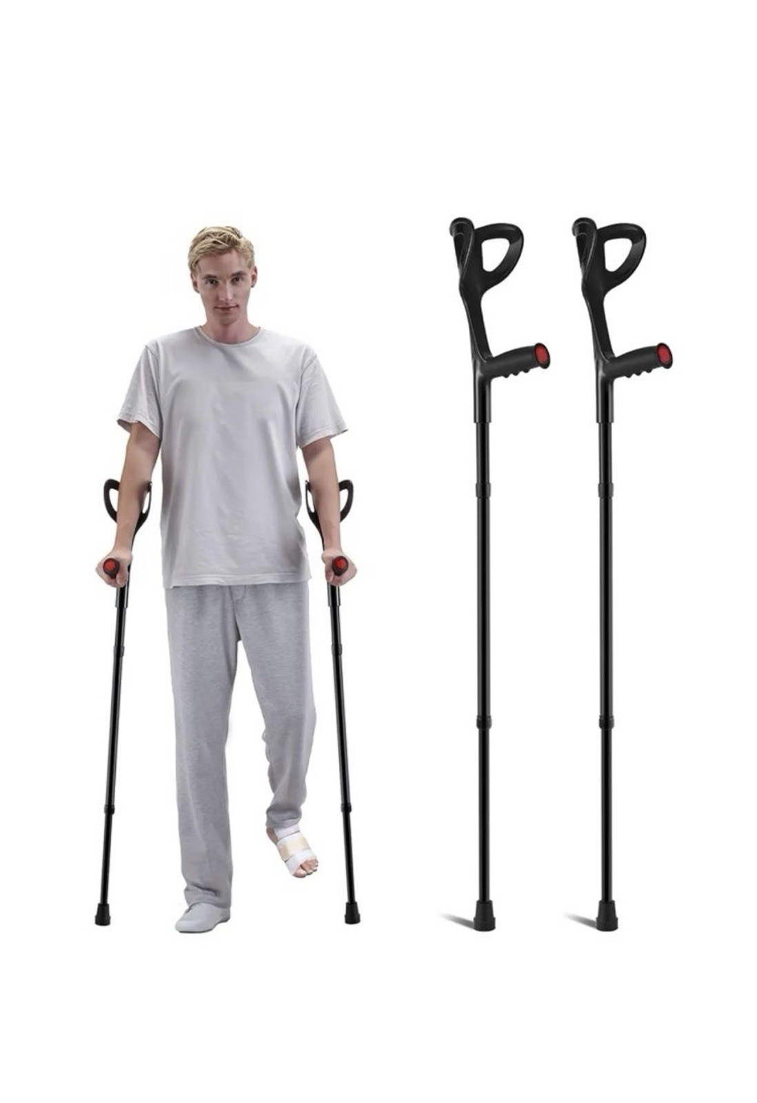VEVOR Forearm Crutches 10-Level Height Adjustable Walking Crutches 1 Pair 350LBS