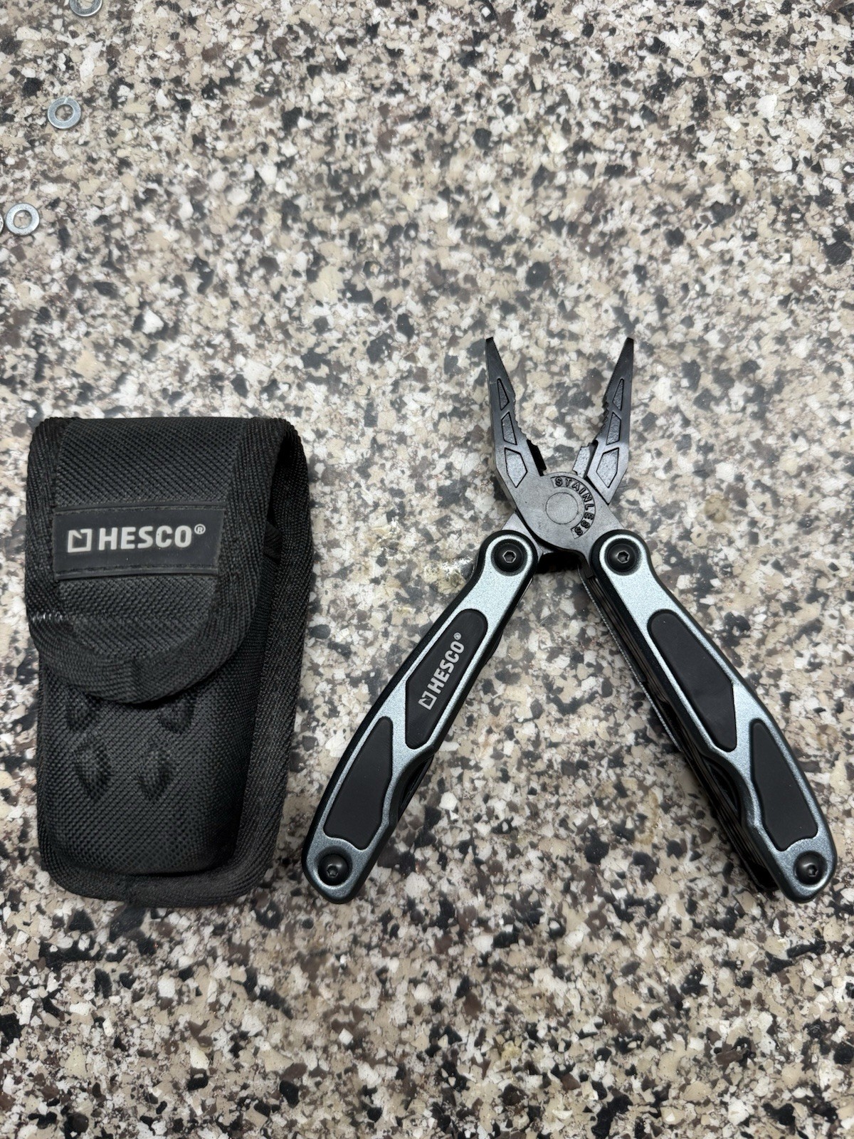 HESCO Multi-Tool Black Silver Pliers Metal Plastic with Sheath