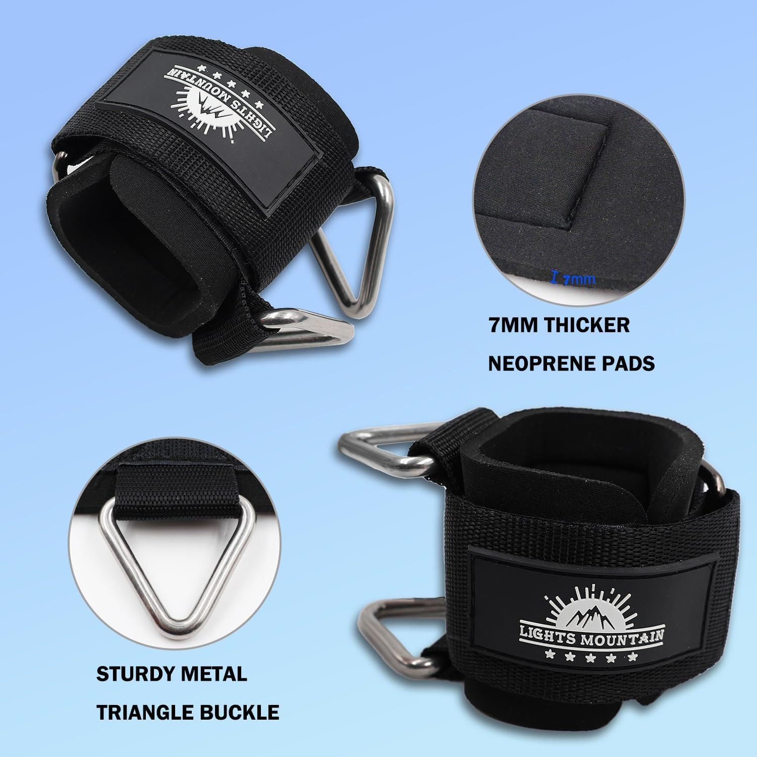 Padded Adjustable Wrist Cuffs for Cable Machine Strength Training