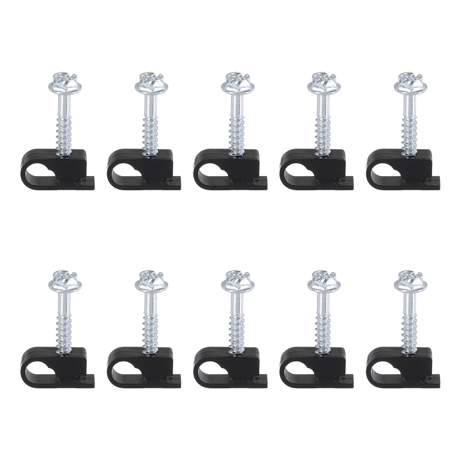 50pcs Single Coaxial Cable Clips 1/4" (6mm) Screw Clip Wire Cable Holder Black