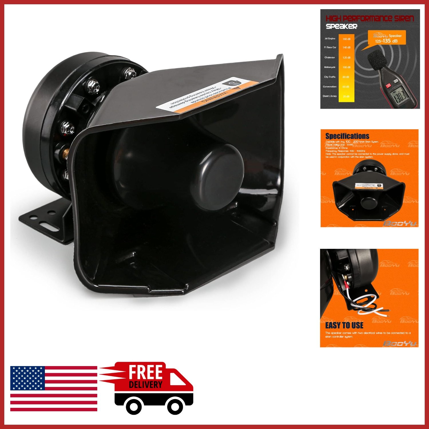 High-Performance 200W Siren Speaker 180 Degree Design for Vehicles