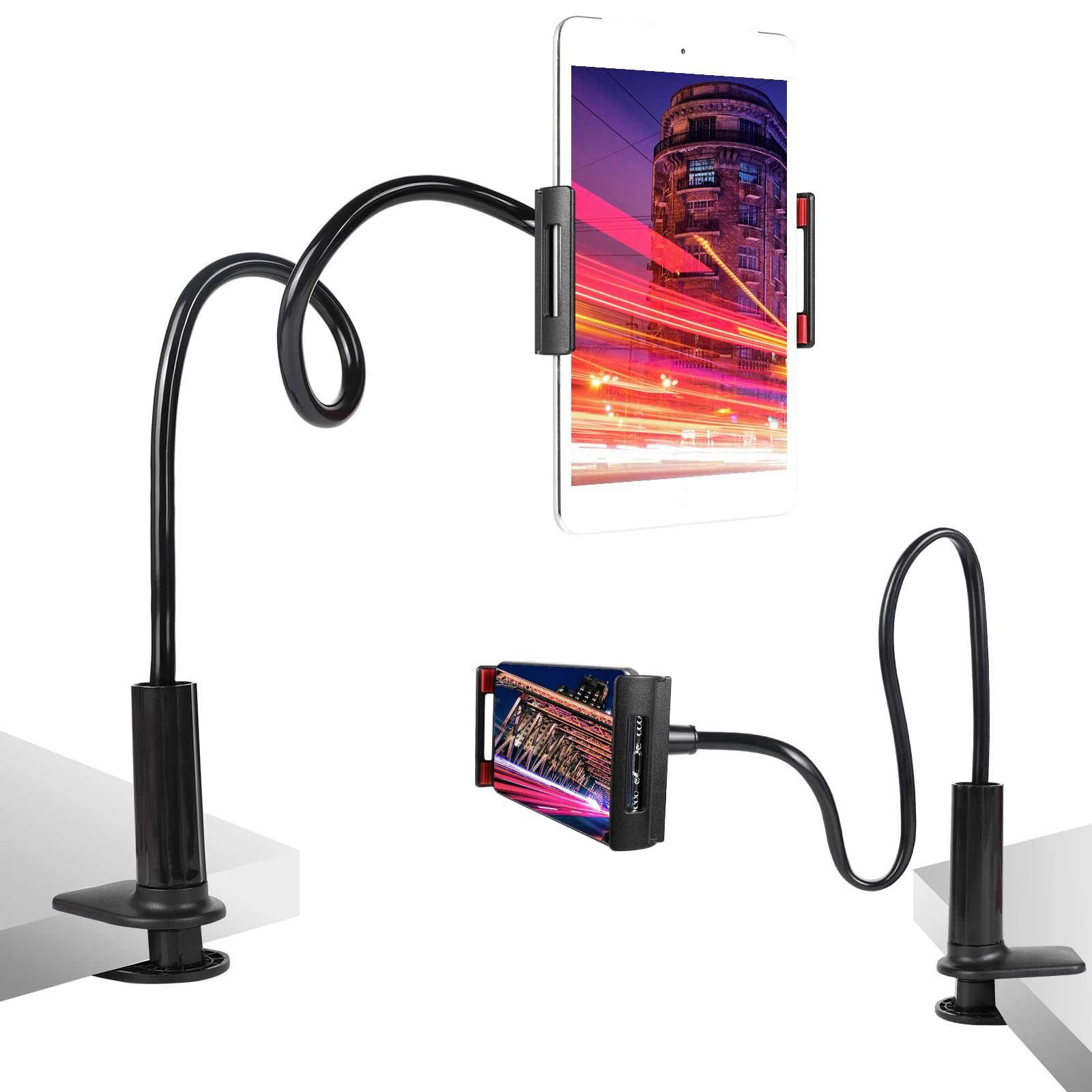 Tablet Stand Holder for Bed, Gooseneck Adjustable Flexible Long Arm Tablets M...