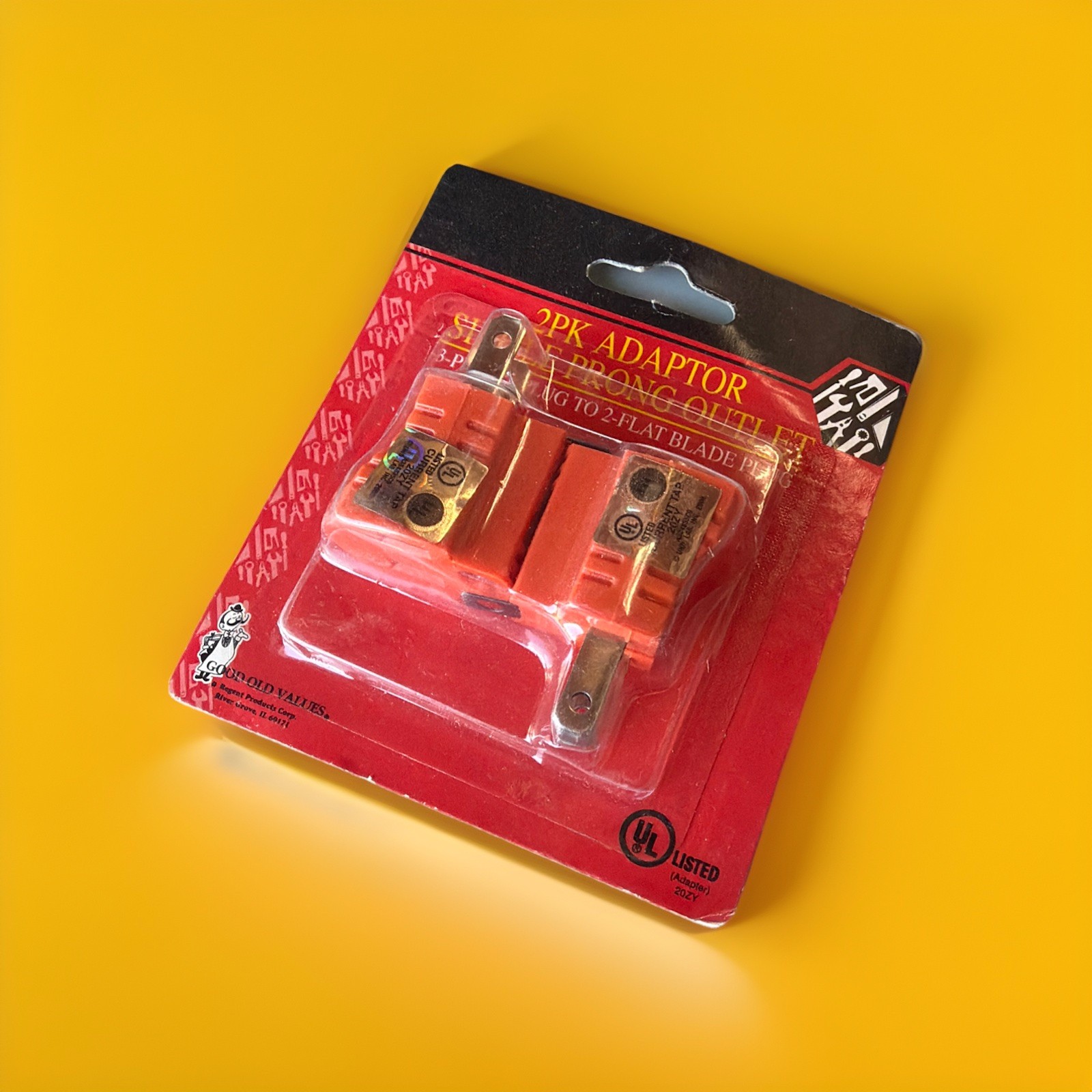 🔥 2-Pack 3-Prong to 2-Prong Outlet Adapter Orange Grounding ~ 1 Unit🔥