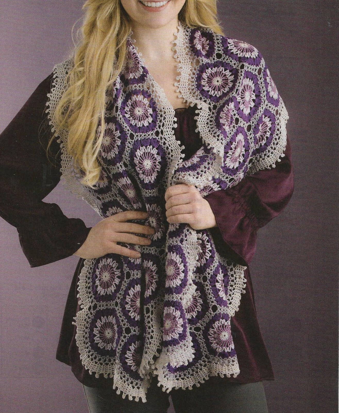 ELVIA SHAWL WRAP WOMEN'S CROCHET PATTERN INSTRUCTIONS