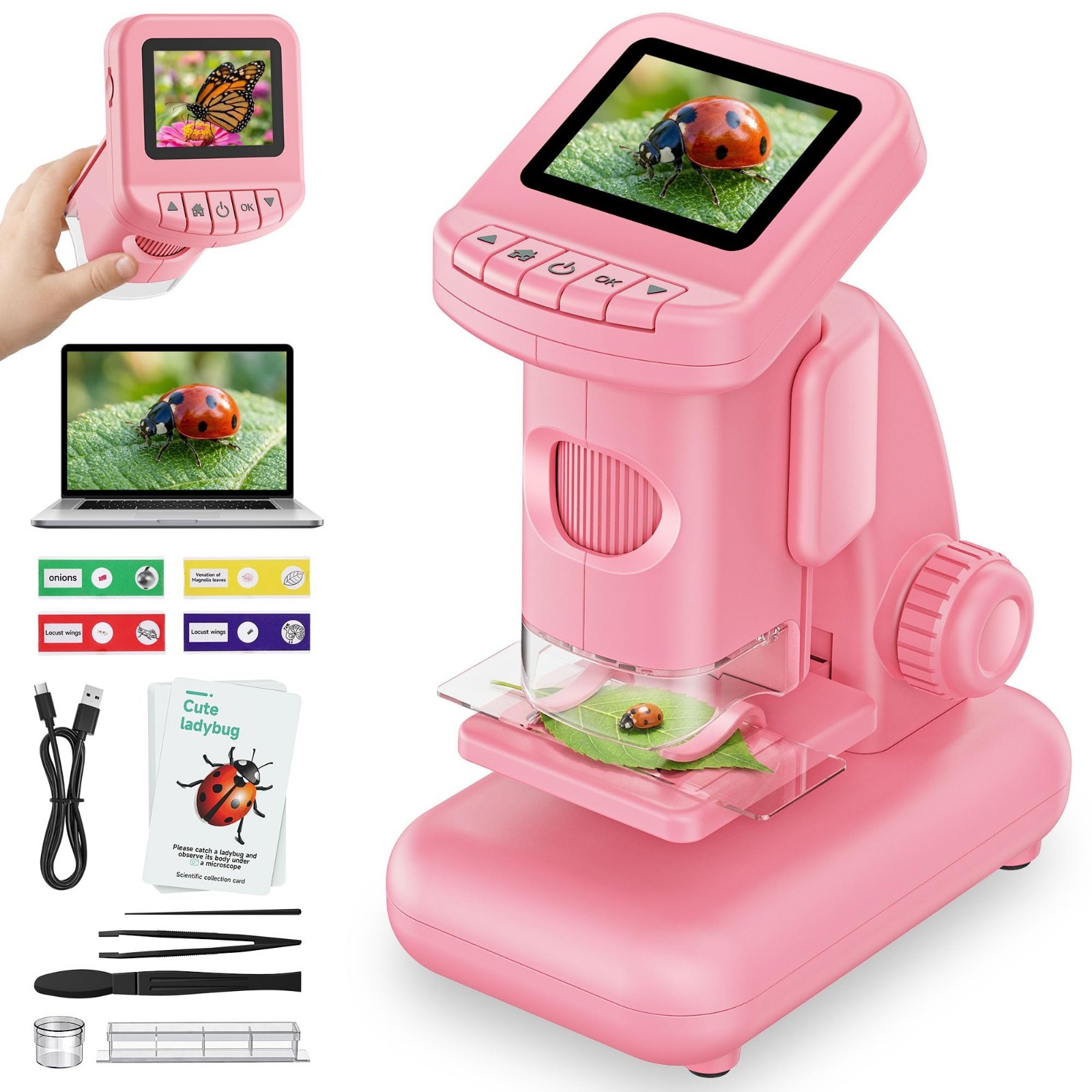 1200X Microscope for Kids, 2 in 1 Handheld & Desktop Digital Microscope with...