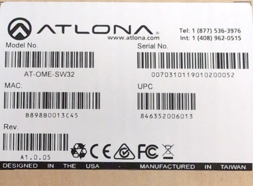 Atlona 3×2 Matrix Switcher with USB-C and HDMI Inputs AT-OME-SW32