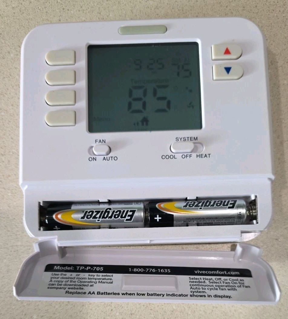 VIVE COMFORT TP-P-705 Programmable Thermostat Single Stage TESTED