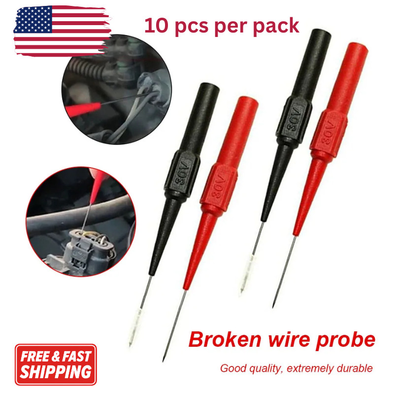 10pcs Multimeter Test Lead Probes Back Piercing Needle Automotive Tool 30V 1A