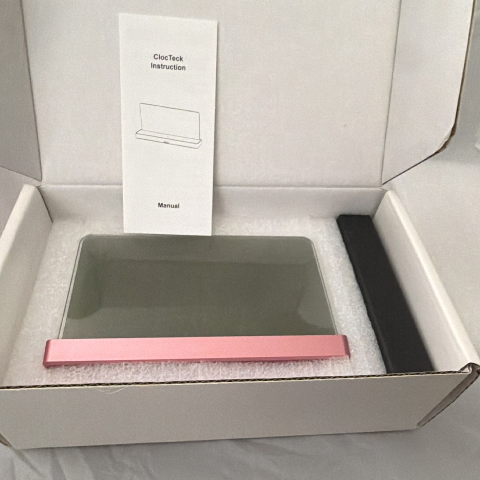 ClocTeck CT-021 Digital Alarm Clock, Pink/Gray, Rechargeable Battery, Plastic