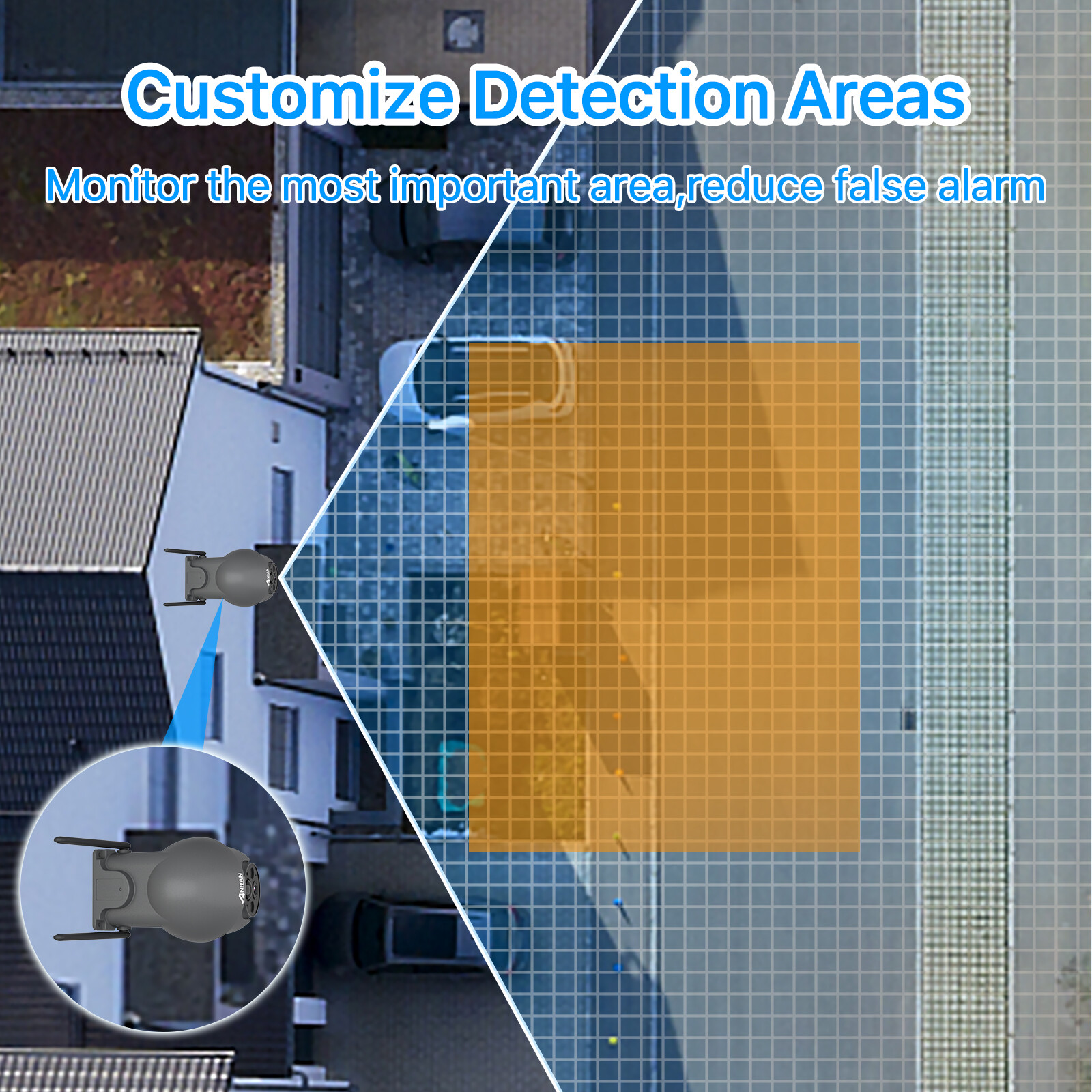 Wireless Security Camera System Solar Panel Battery 3MP PTZ 2Way Audio Outdoor