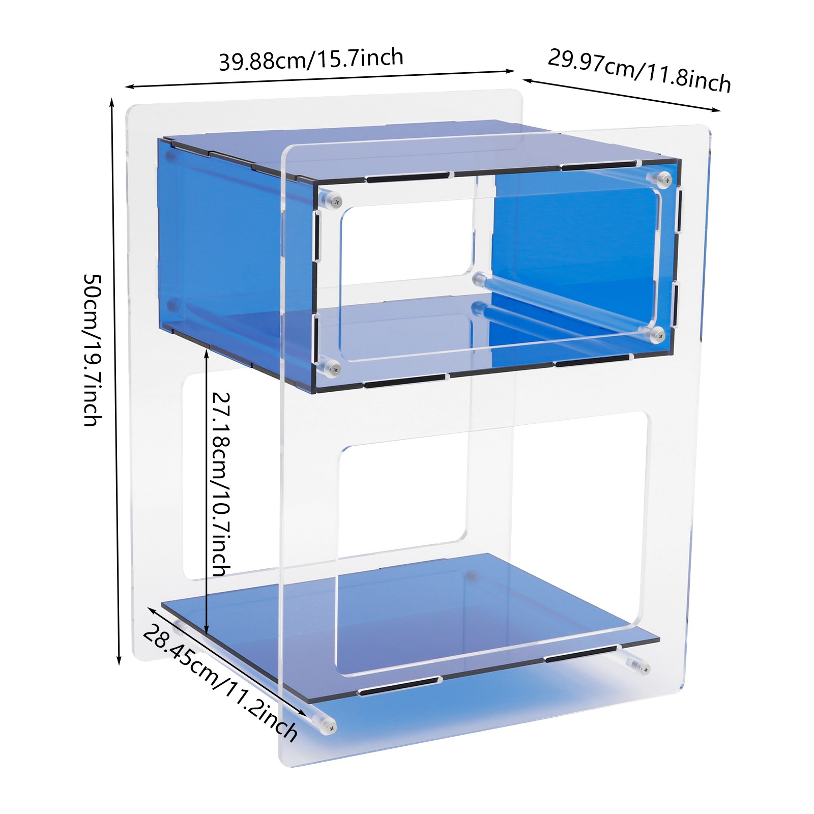 Acrylic Side Table Free Standing Acrylic Nightstand Rectangle Storage Shelf