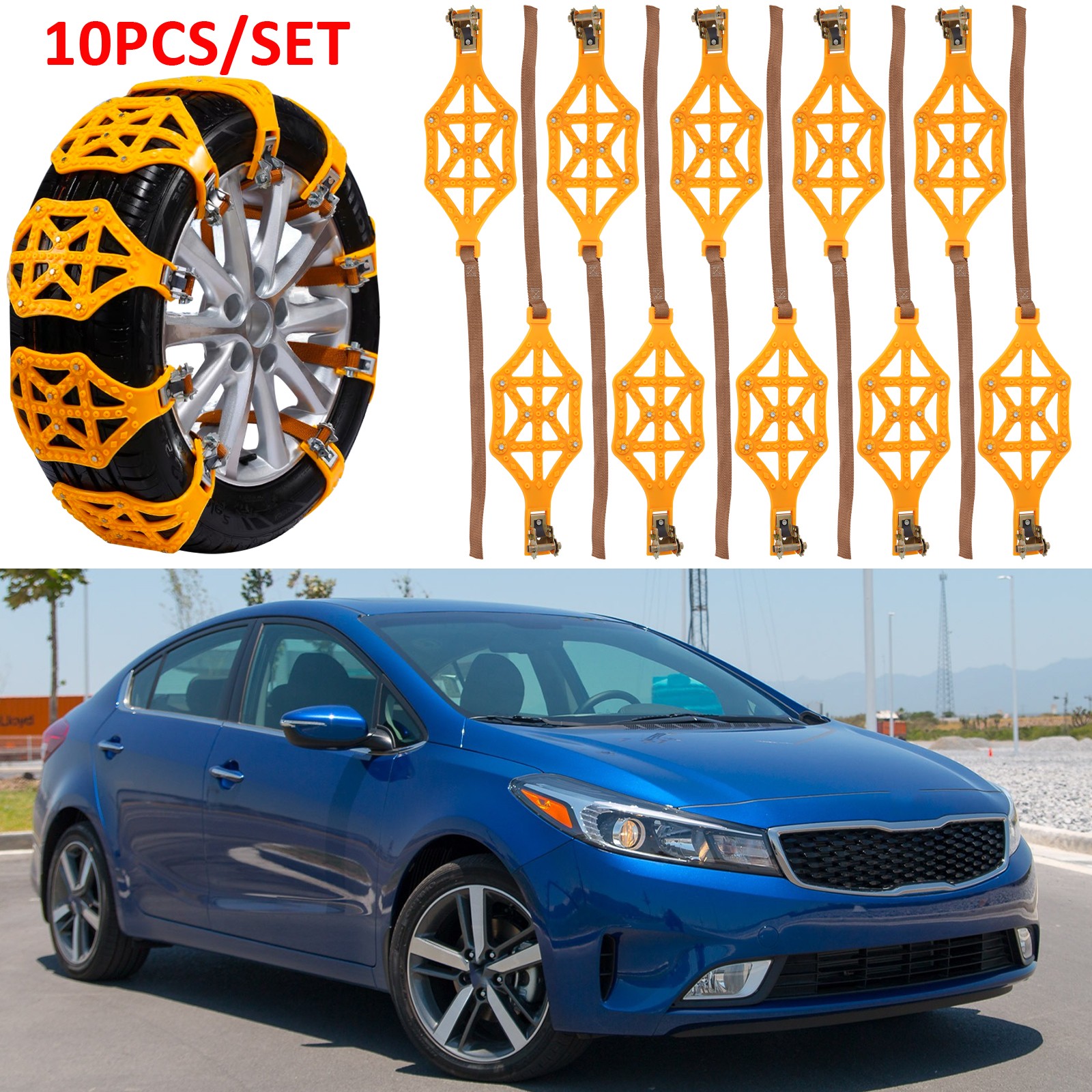 10PCS Car Wheel Thick Snow Tire Chain Anti Skid Emergency Mud Rain For Kia Forte