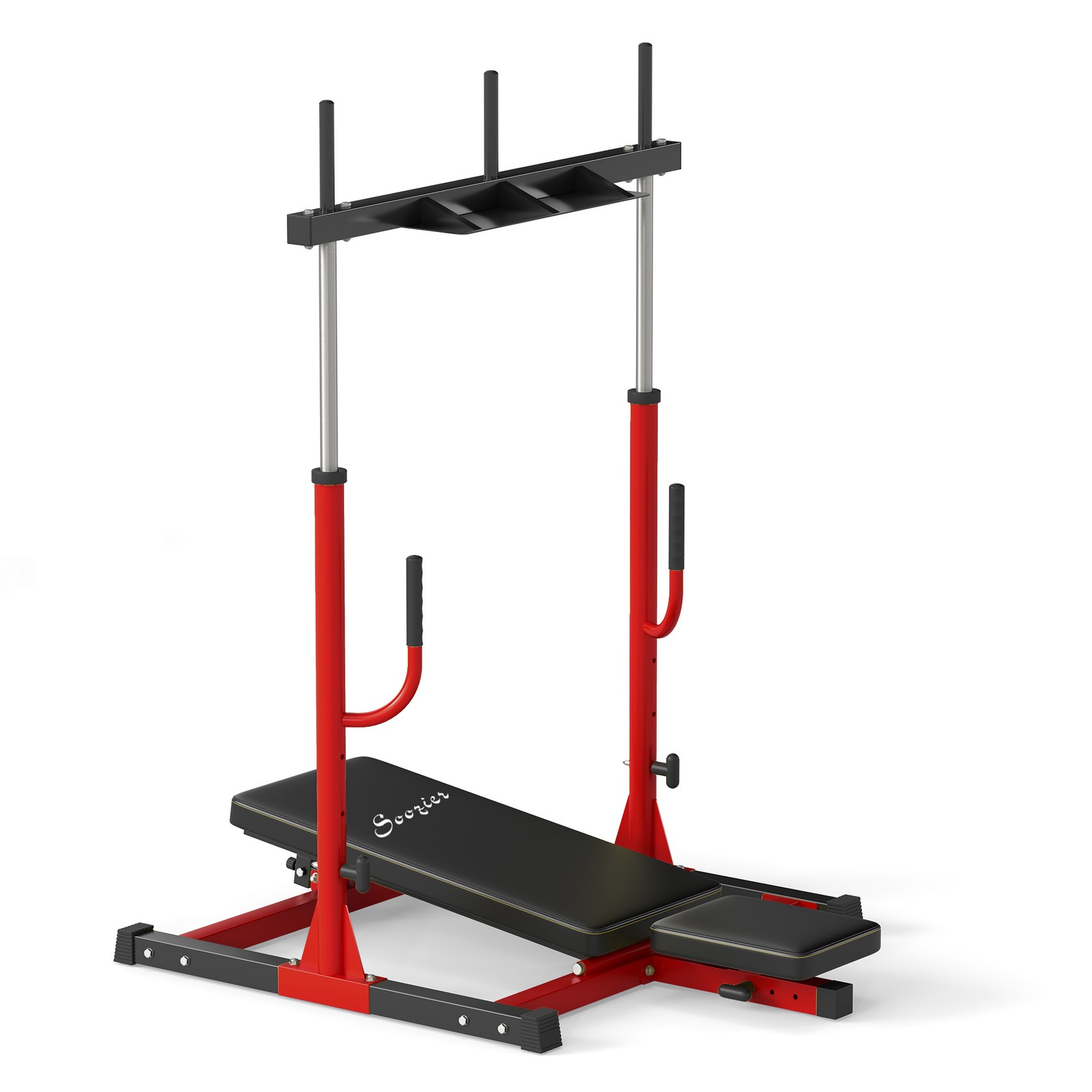 Soozier Leg Press Machine with Adjustable Leg, Back, Head Positions, Red