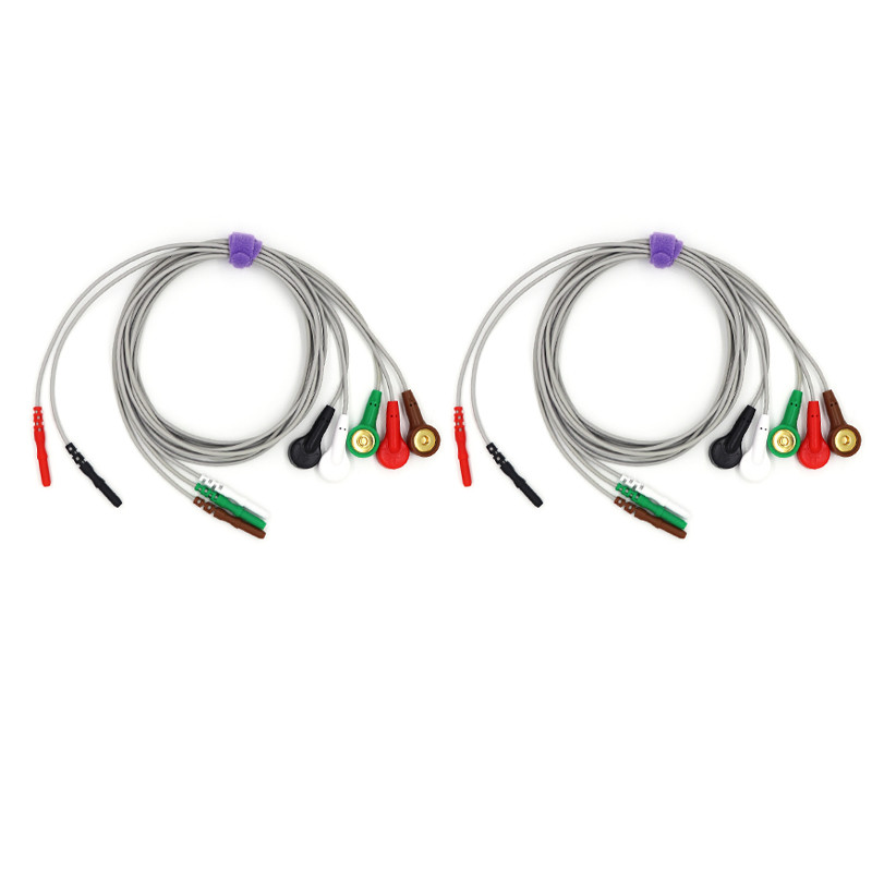 5Pcs ECG Holter Cable 5-lead EKG Snap wire Fits TLC9803/5007 Monitor