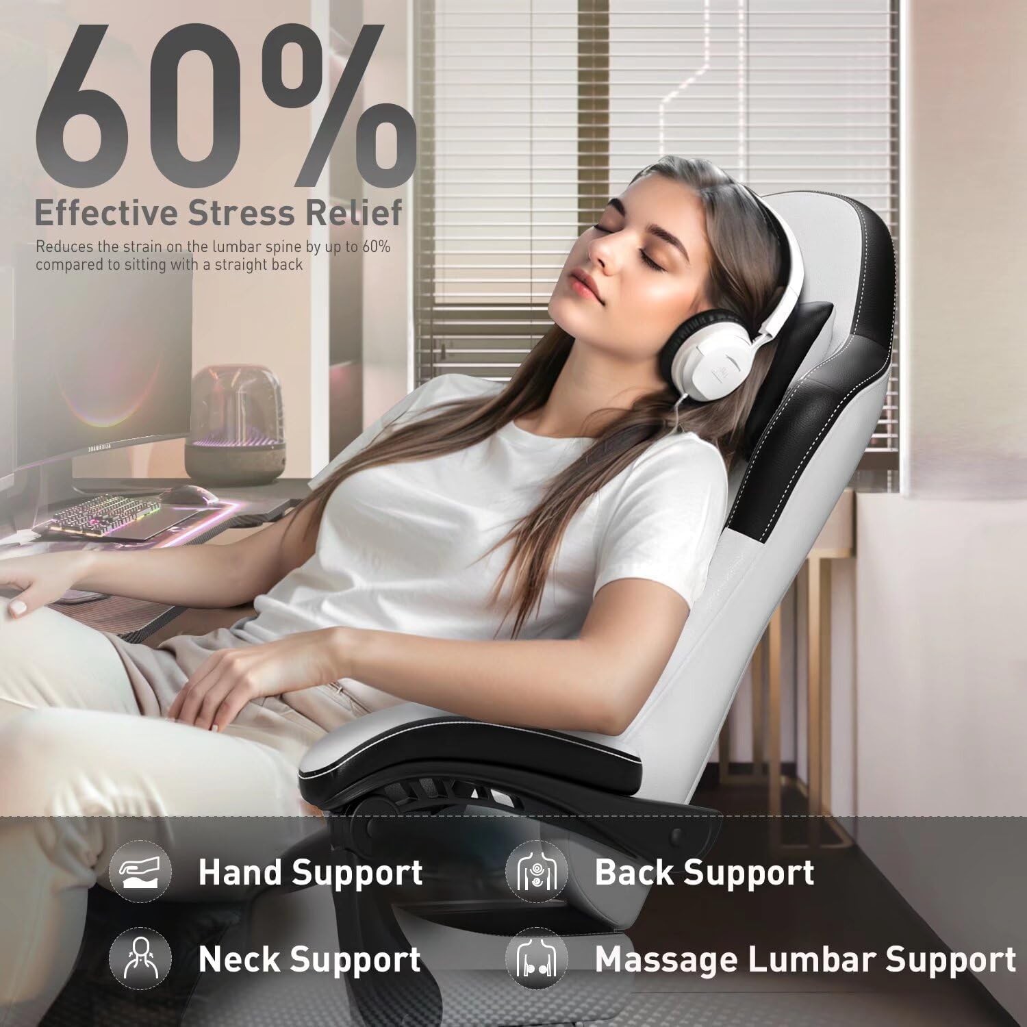 Massage Gaming Chair with Footrest, Computer Chair with Headrest, Gamer Chair