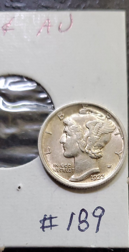 1923 Mercury Dime AU-Unc #189
