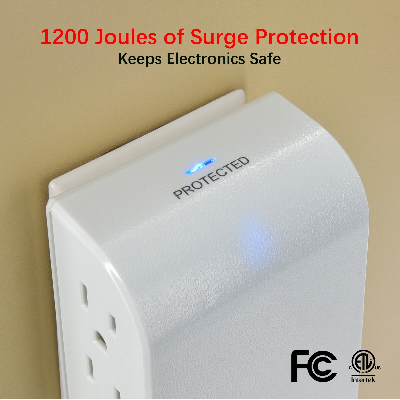 [24 PCS] CP 3 Side-Outlet 1200 Joule Wall-Tap, 3 USB-A, 1 USB-C Ports, CP30009