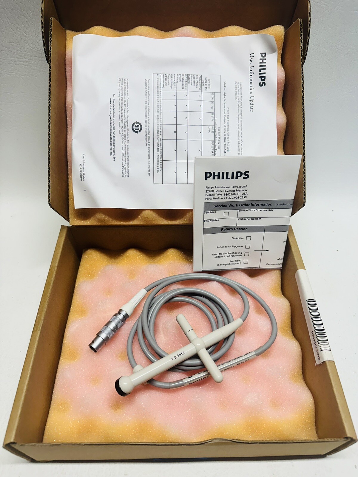 NEW Philips 1.9CW Transducer 453561199862