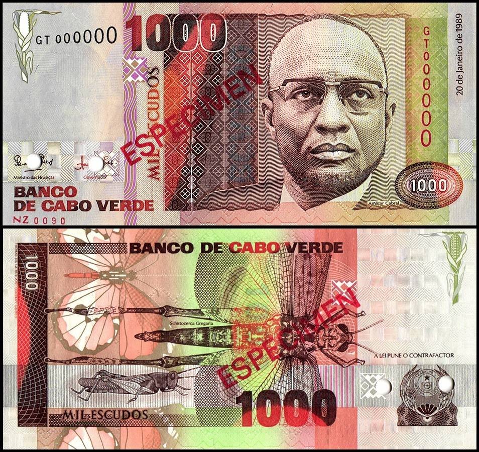 Cape Verde 1000 Escudos, 1989, P-60s, UNC, Specimen