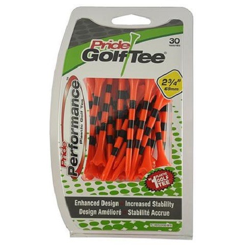 Pride Golf Evolution Striped 2 3/4" 30 Count Citrus Golf Tees New