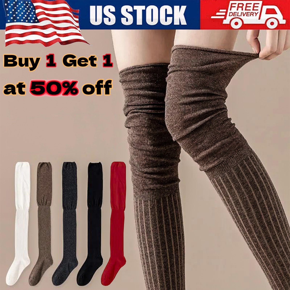 New Girls Ladies Women Thigh High Over the Knee Socks Long Stockings Warm US