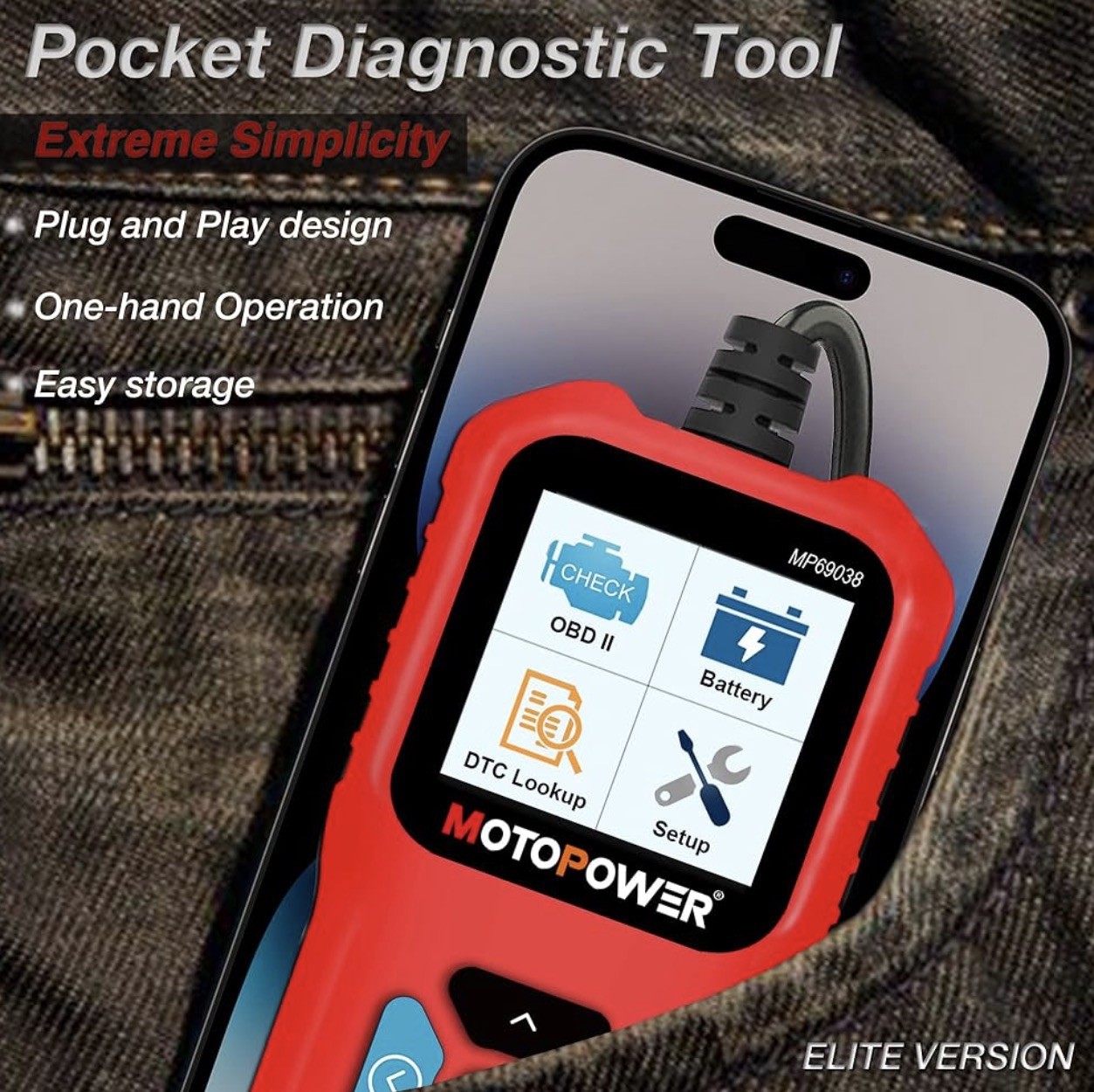 MOTOPOWER MP69038 Car OBD2 Scanner Code Reader Engine Fault Code Read Erase