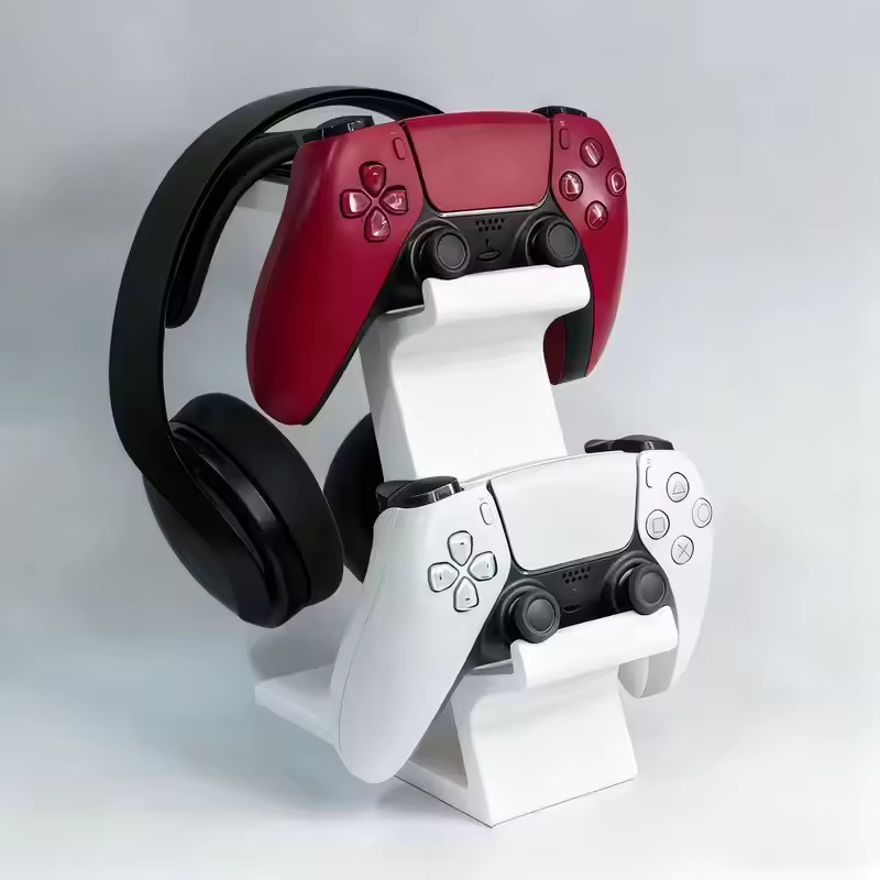 3D Printed Controller Headphone Stand Universal Gaming Holder white