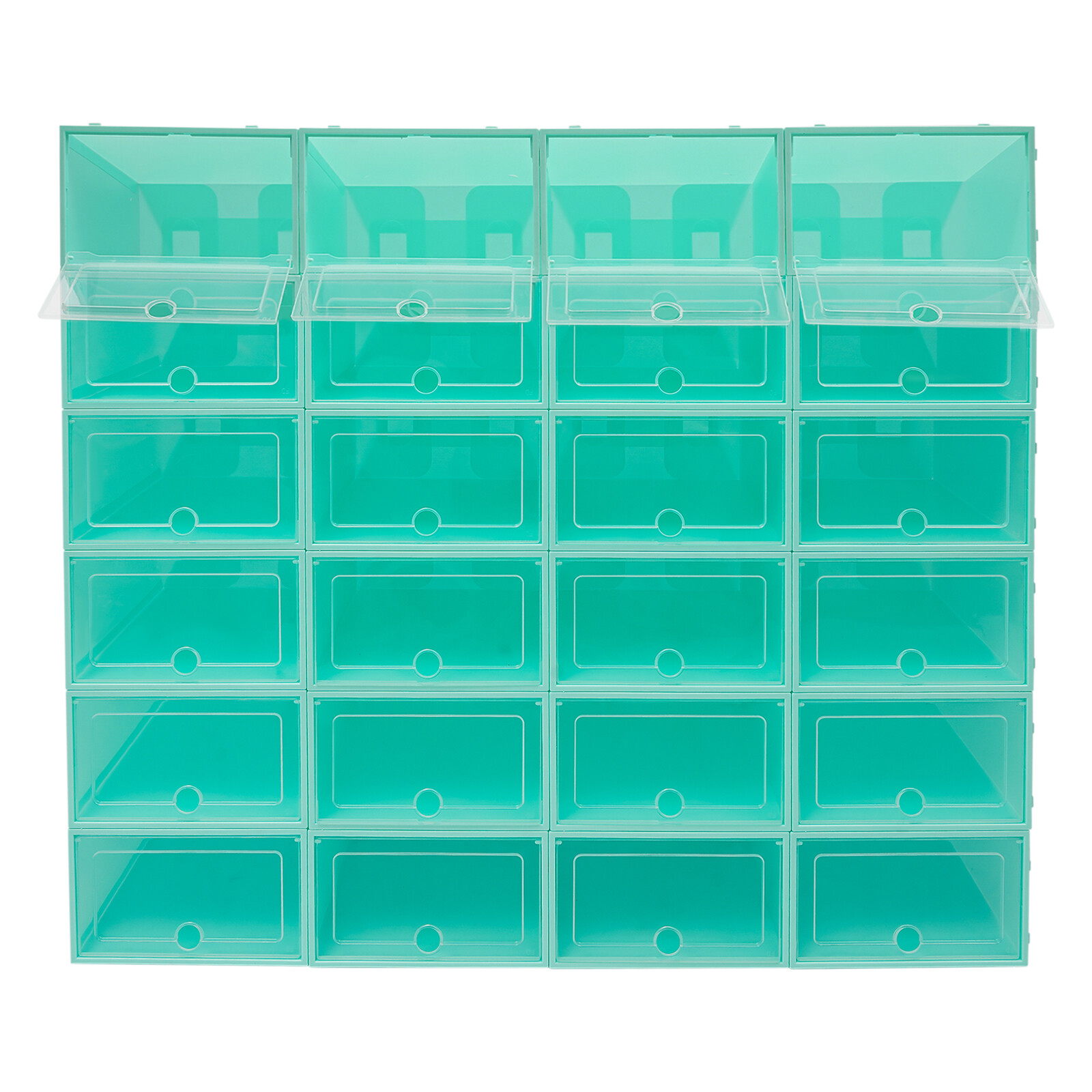24 Pack Green Stackable Shoe Boxes Shoe Storage Box Shoe Storage Organizer