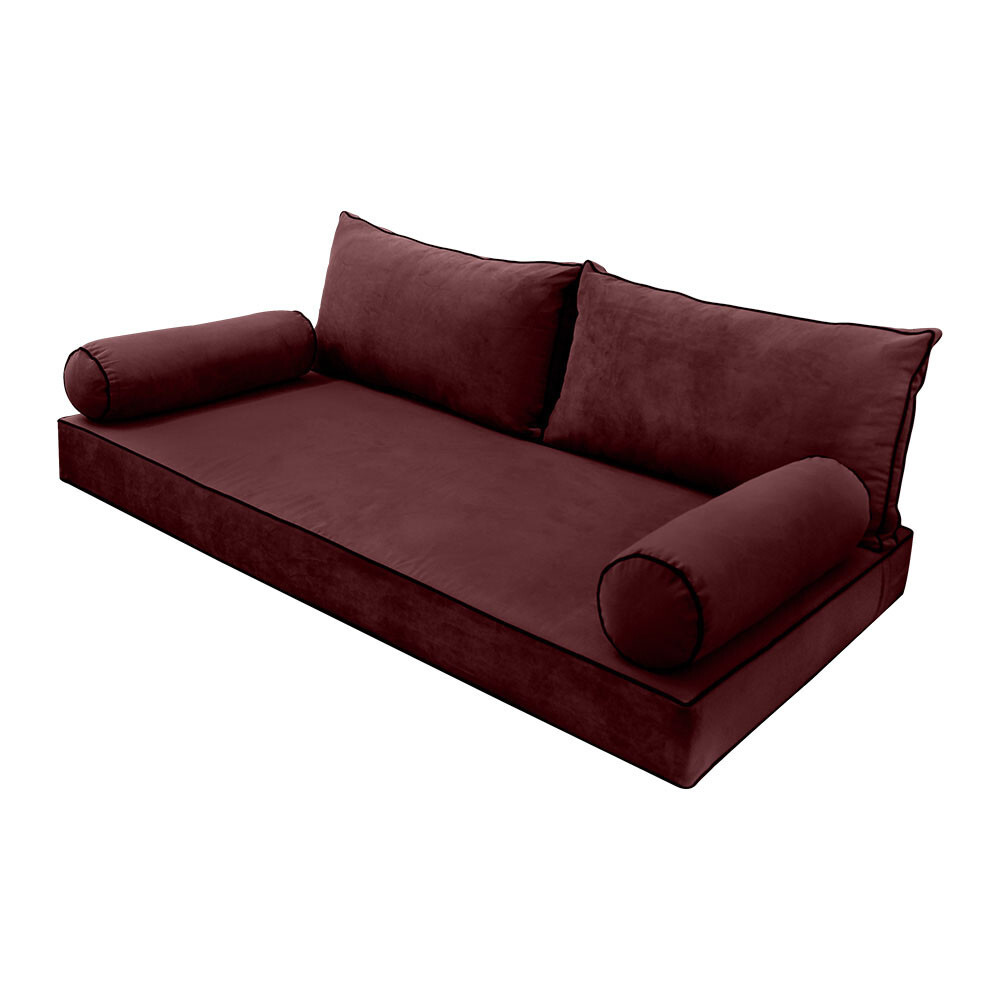 SLIPCOVER ONLY V2 Velvet Indoor Daybed Mattress Pillow Contrast Trim Twin AD368